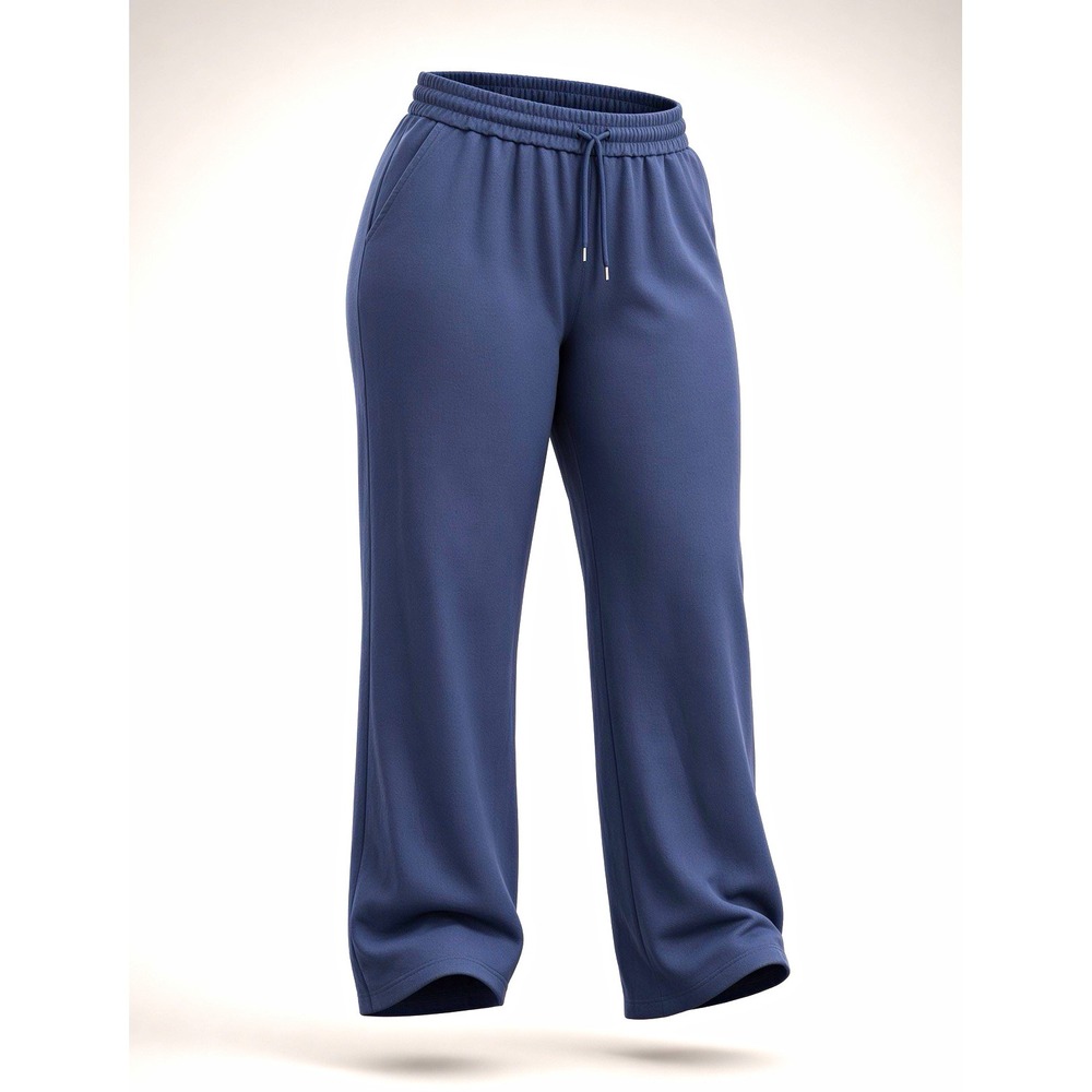 Halara Navy Blue Wide Leg Pants 1X Elastic Drawstring Waist Soft Viscose Nylon